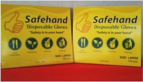 Safehand disposable hand gloves, quantity is 100 pieces