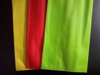 Green, yellow and red Eco bags