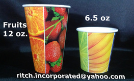 Paper cups for fruits in 12 and 6.5oz sizes food packaging supply