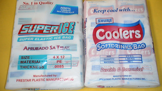 Super ice and Coolers ice bag, plastic packaging