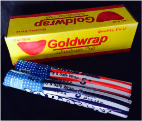 Aluminum foil brands like Jordan in  5 and 8 meters long and Goldwrap are available in 300 meters