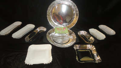 Bear paper plates round and square, silver and white in many sizes
