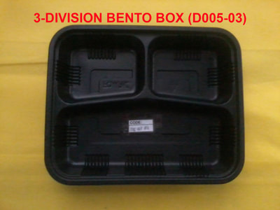 Rectangular 3 division bento box model number DO5-003, black.  For sale in Taytay, Manila, Makati, Quezon City, Mandaluyong, Malabon, Pasay, Paranaque, Pasig, Rizal,  Philippines