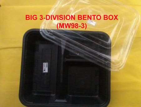 Big 3 division bento box in black and clear cover, model MW98-3