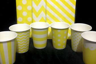 Party Cups, Coffee Cups, Lids and Holder For Sale Near Me striped party cups vertical cups yellow party cups