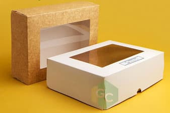 Reversible pastry boxes, color kraft and white for sale online