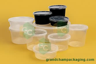 Black and transparent round microwavable food containers